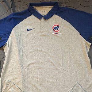 NIKE CHICAGO CUBS BASEBALL GOLF GRAY & BLUE POLO SHIRT SIZE XL OR SIZE L MEN $70